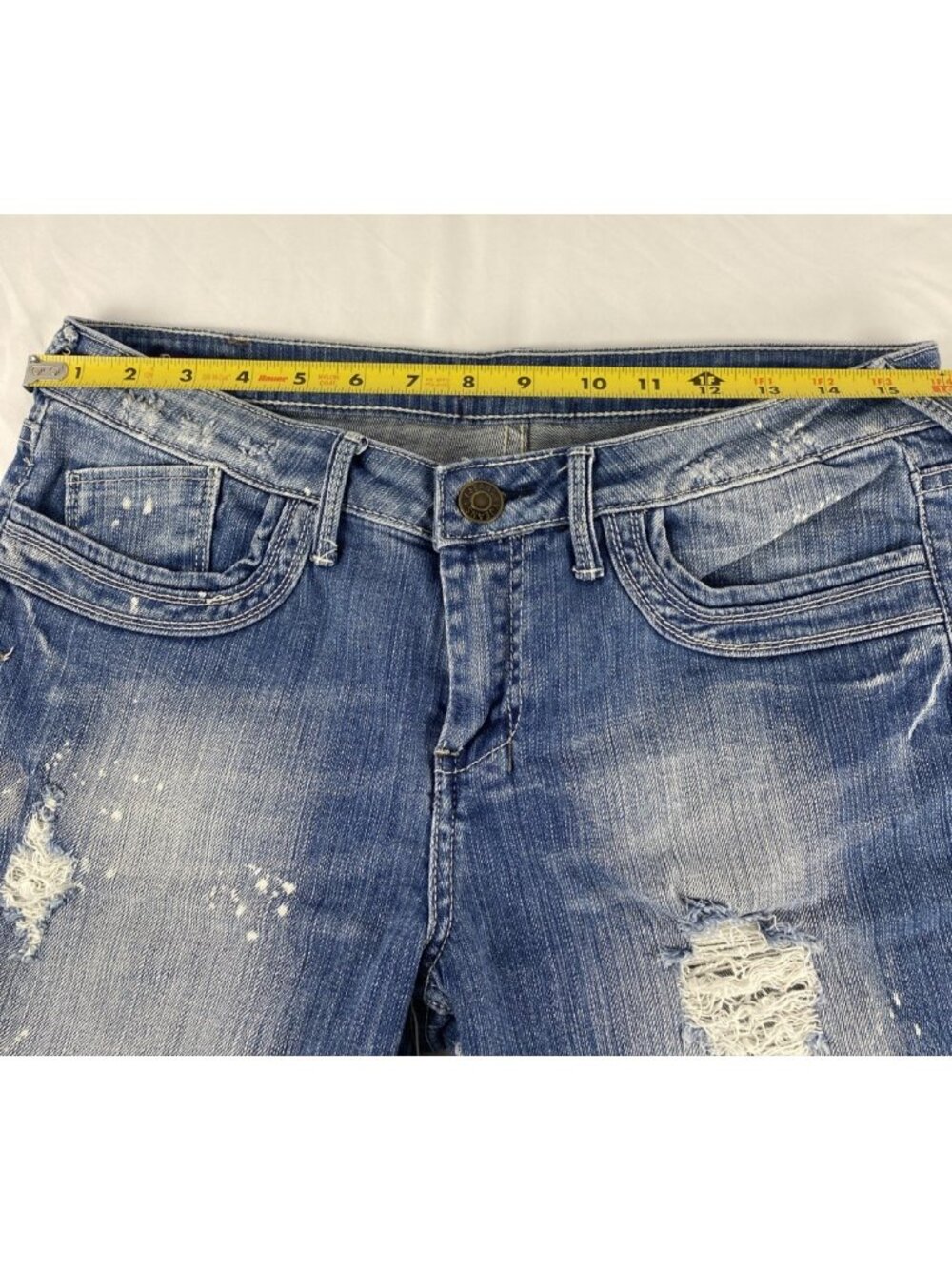 Vigoss Bermuda 5 Pocket Stretch Denim Cuffed Shorts Lowrise Womens / Jrs Size 7 - Picture 5 of 11